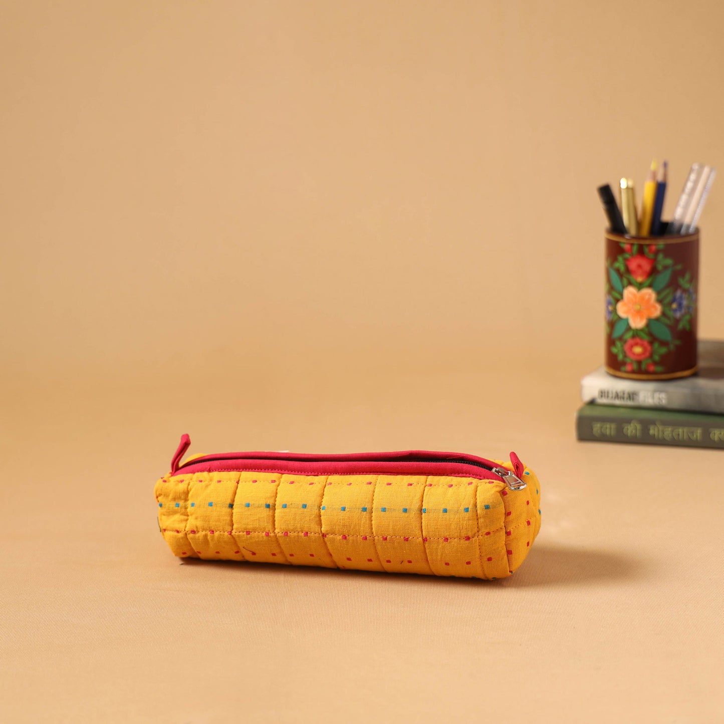 Handcrafted quilted pencil pouch 04