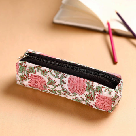  Handcrafted Quilted Sanganeri Multipurpose Pencil Pouch 01 