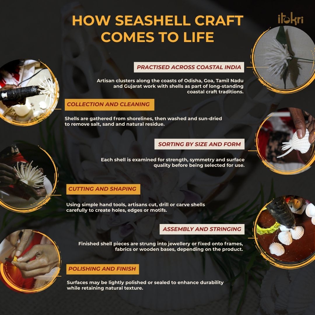 Handcrafted seashell ring (adjustable)