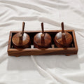  Handcrafted Sheesham Wooden Jar Set with Tray & Spoon Online at iTokri.com 