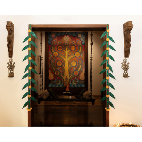 Handcrafted shubh bamboo hanging for decor (set of 2)