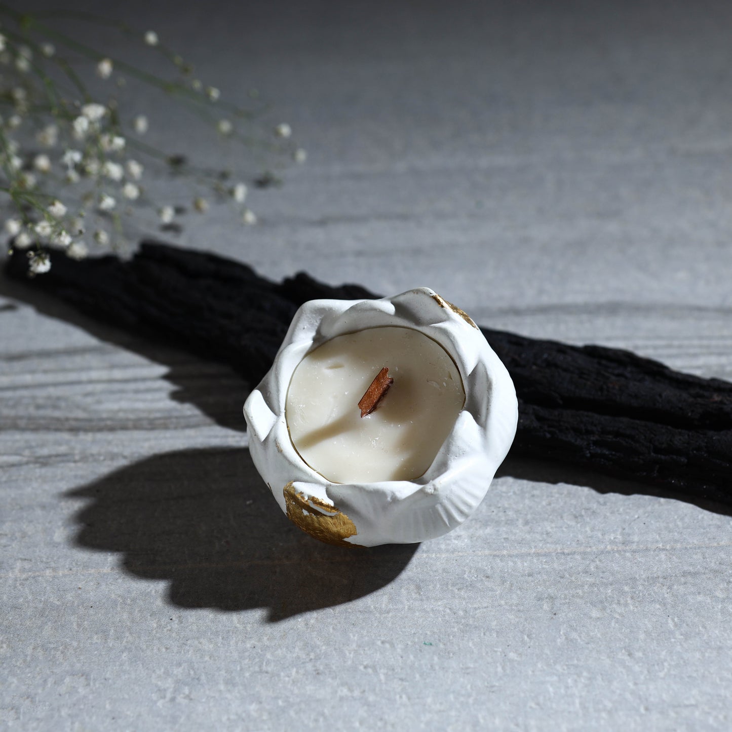 Handcrafted terracotta soy wax scented candle shank