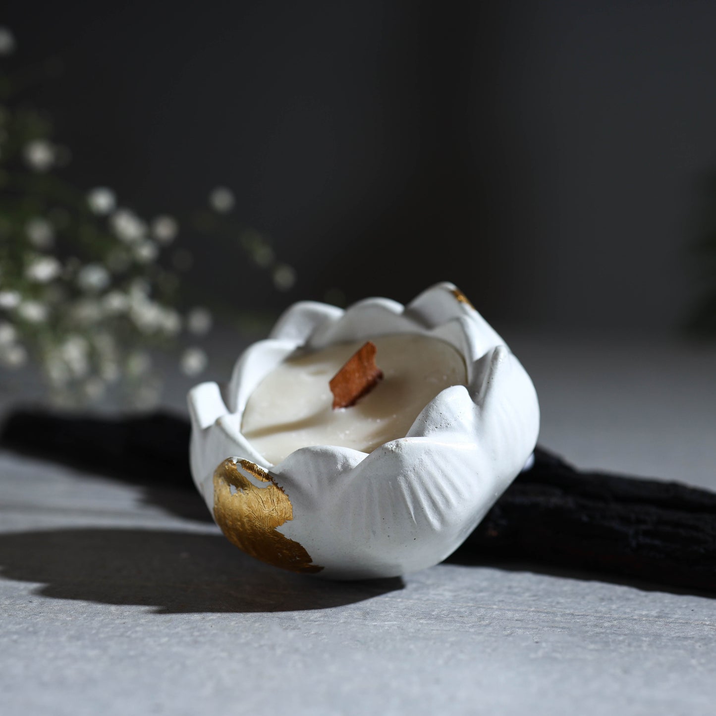 Handcrafted terracotta soy wax scented candle shank