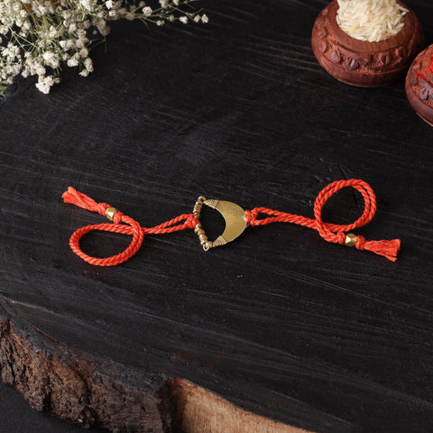 Handcrafted tribal dokra brass thread rakhi 59