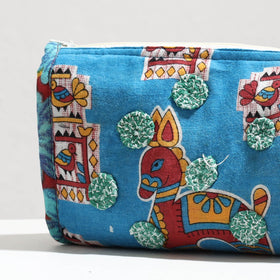  Handcrafted Upcycled Cotton Circle Design Cosmetic Pouch 