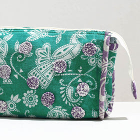  Handcrafted Upcycled Cotton Circle Design Cosmetic Pouch 