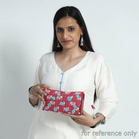  Handcrafted Upcycled Cotton Circle Design Cosmetic Pouch 