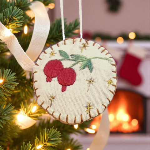 Handcrafted upcycled fabric assorted christmas bauble