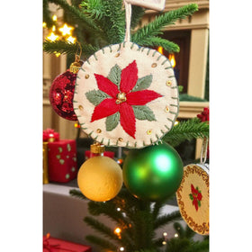 Handcrafted upcycled fabric assorted christmas bauble