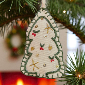 Handcrafted upcycled fabric assorted christmas bauble