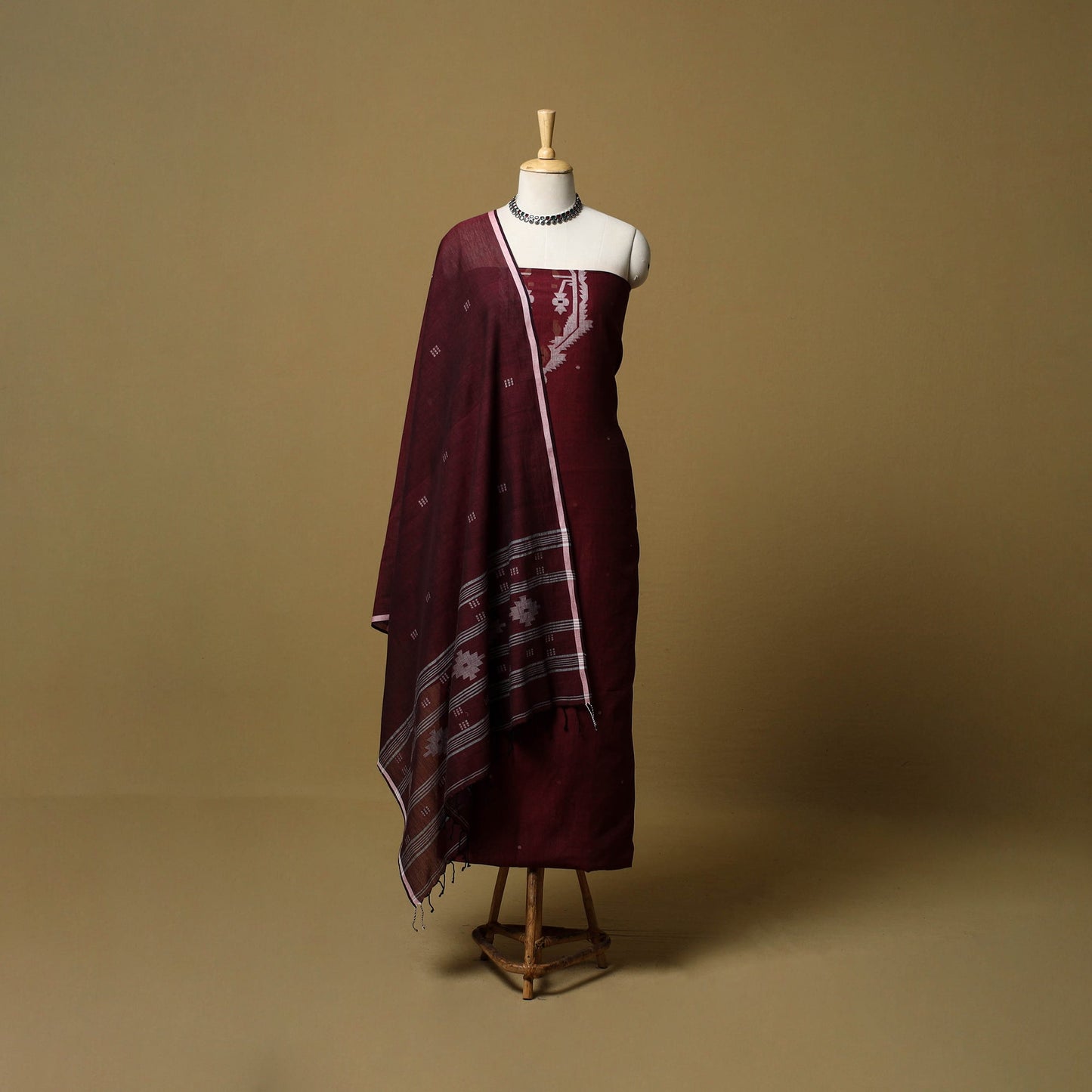 Handloom bengal jamdani cotton 2pc unstitched dress