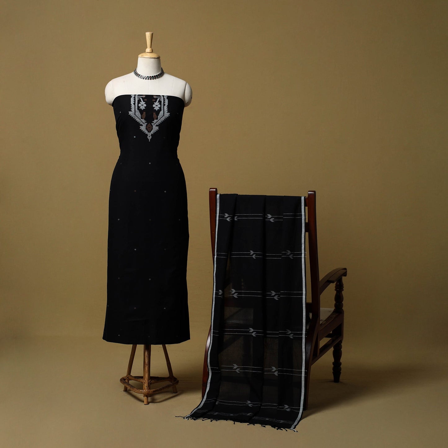 Handloom bengal jamdani cotton 2pc unstitched dress