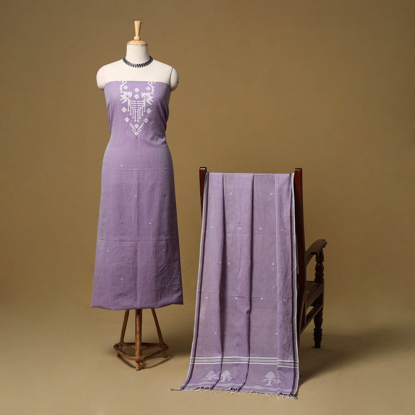 Handloom bengal jamdani cotton 2pc unstitched dress