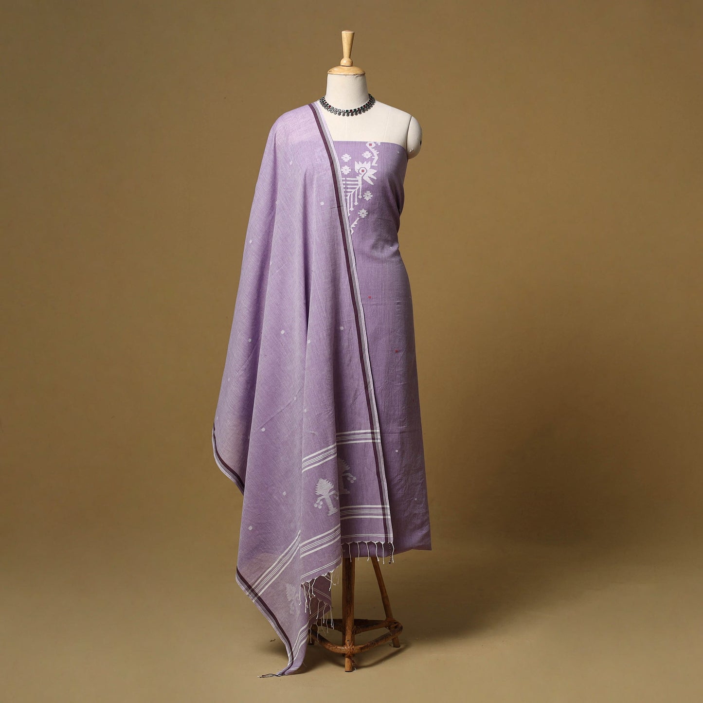 Handloom bengal jamdani cotton 2pc unstitched dress