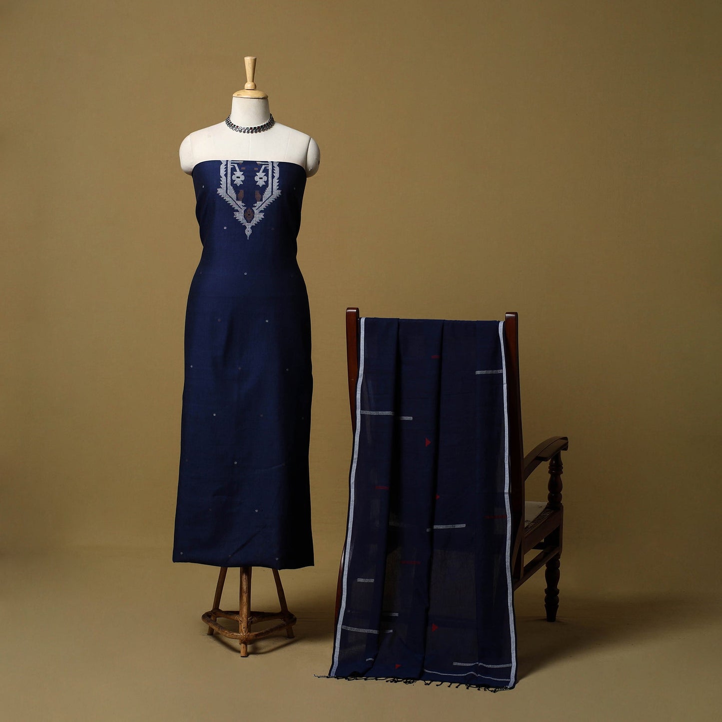 Handloom bengal jamdani cotton 2pc unstitched dress