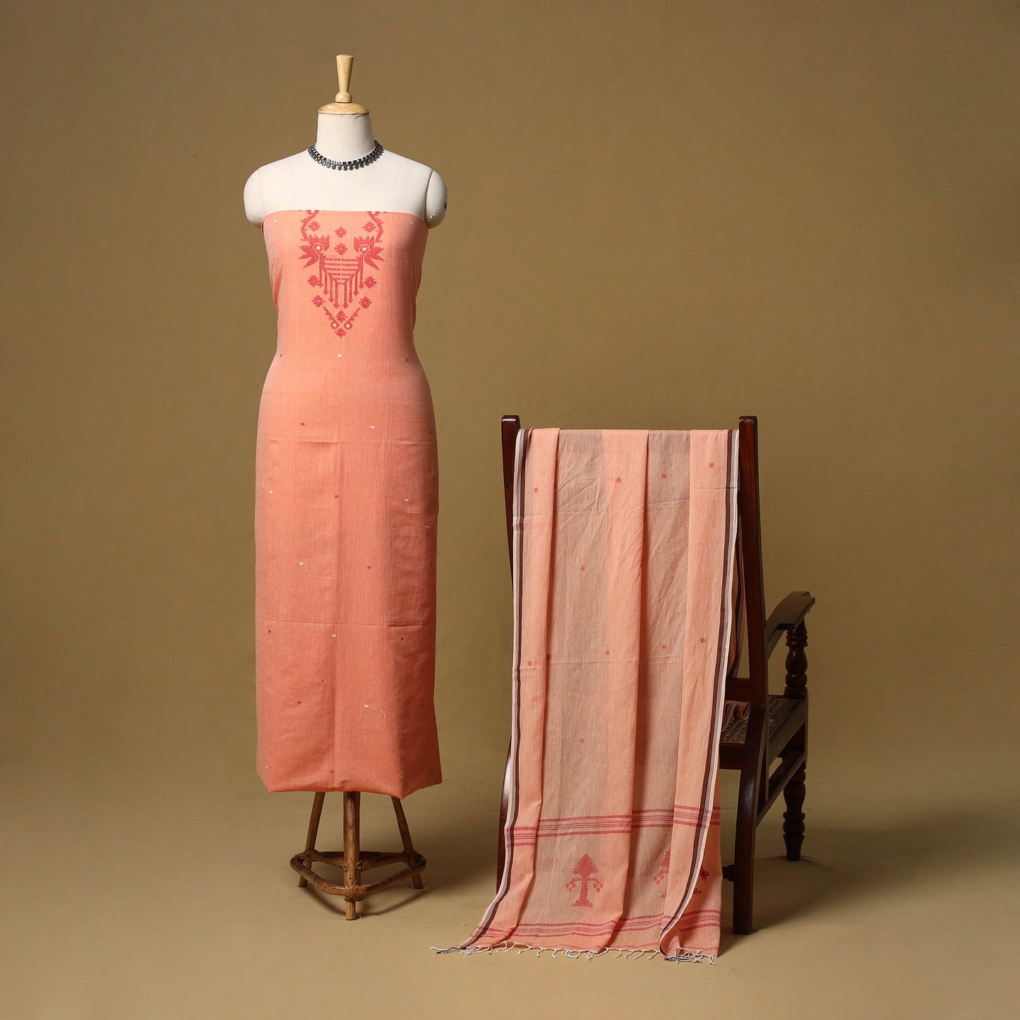 Handloom bengal jamdani cotton 2pc unstitched dress