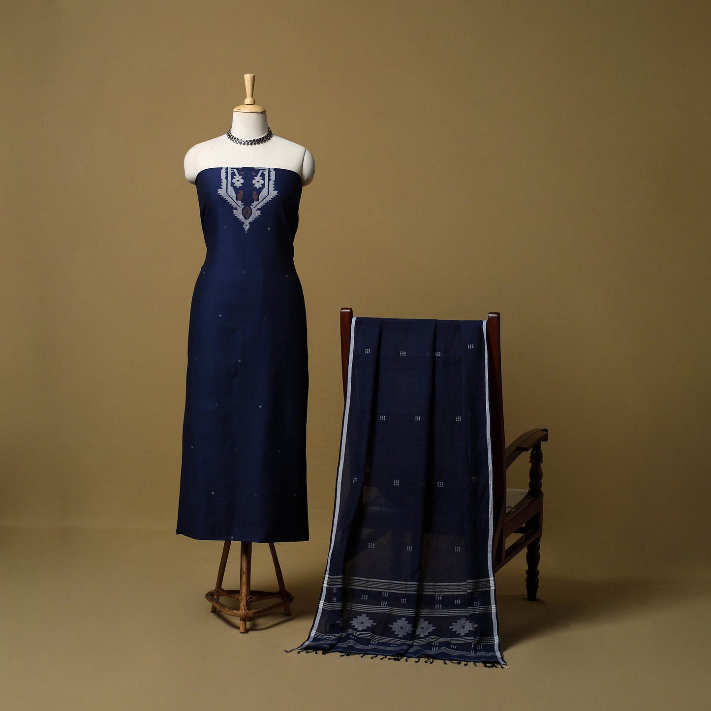 Handloom bengal jamdani cotton 2pc unstitched dress