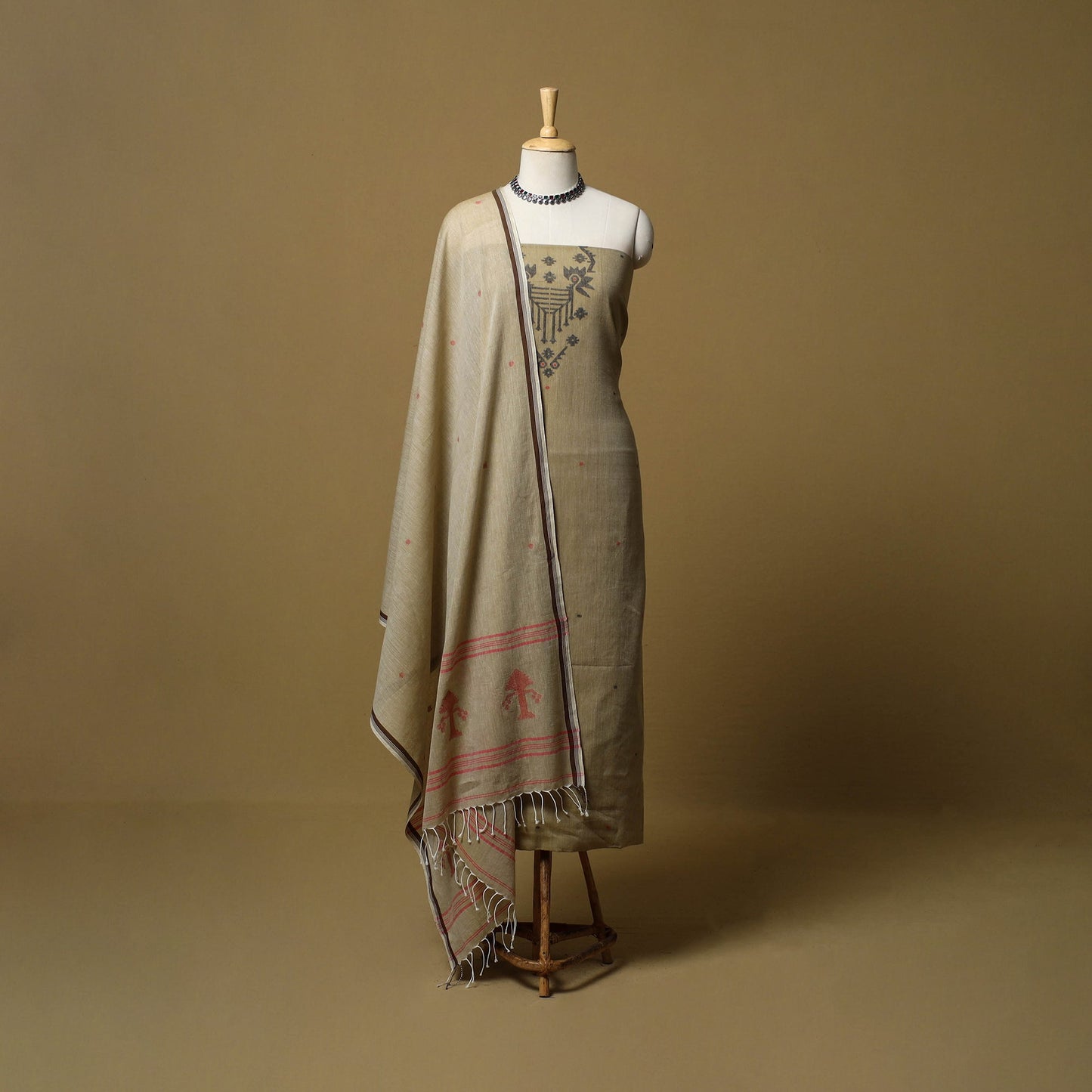 Handloom bengal jamdani cotton 2pc unstitched dress