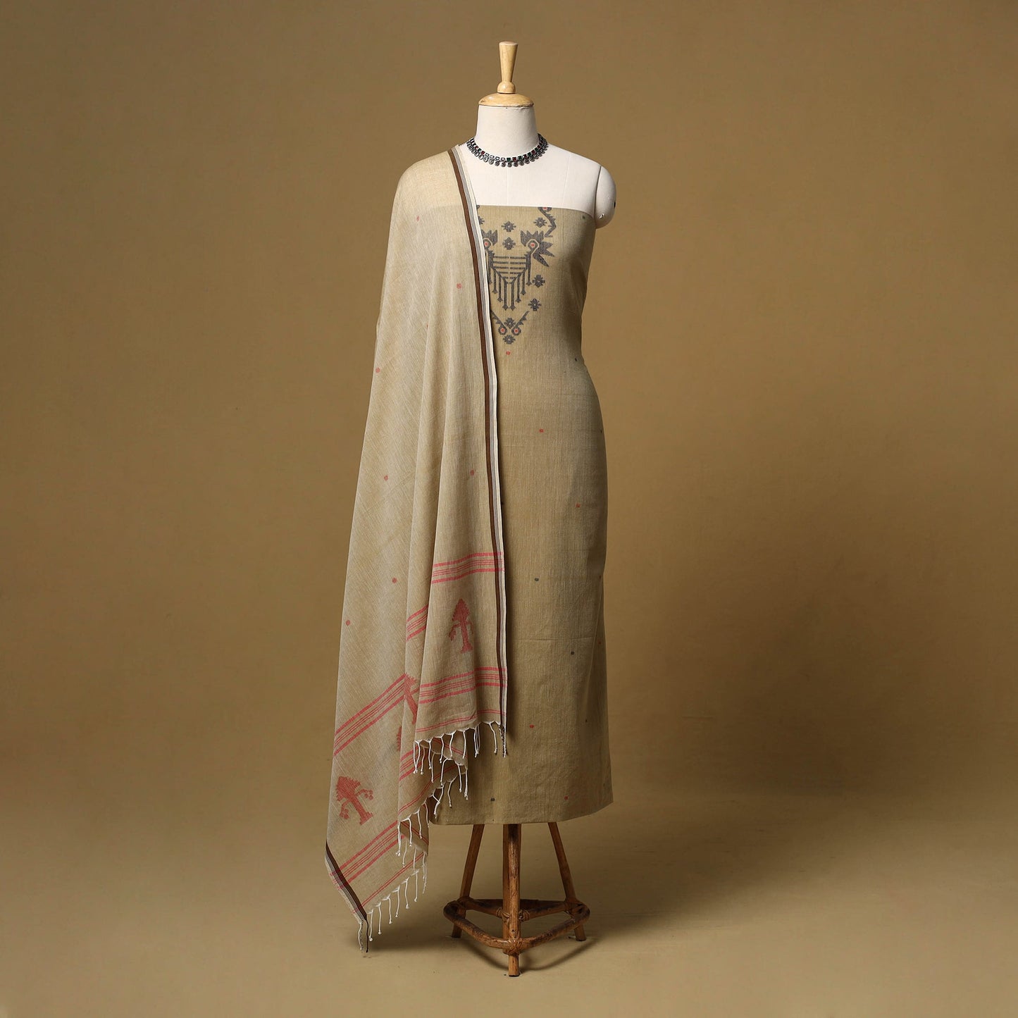 Handloom bengal jamdani cotton 2pc unstitched dress