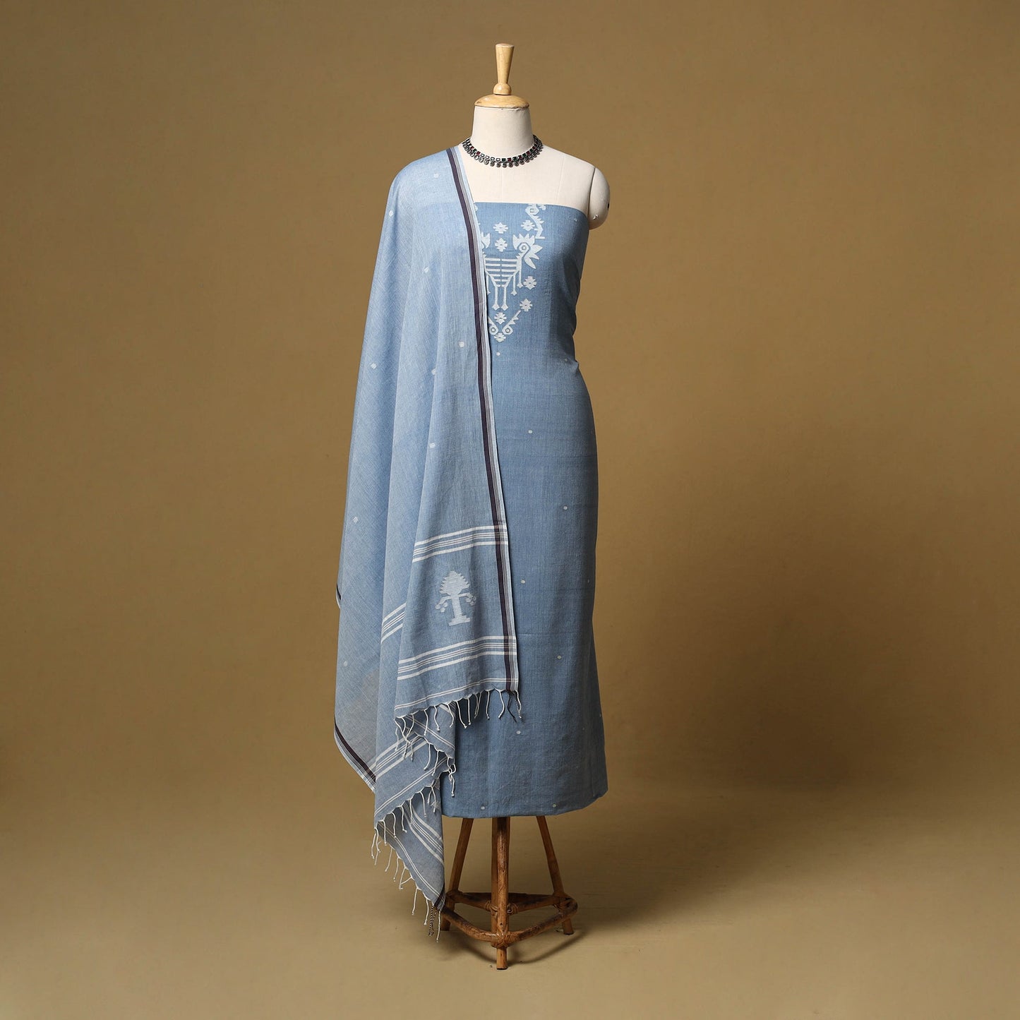 Handloom bengal jamdani cotton 2pc unstitched dress