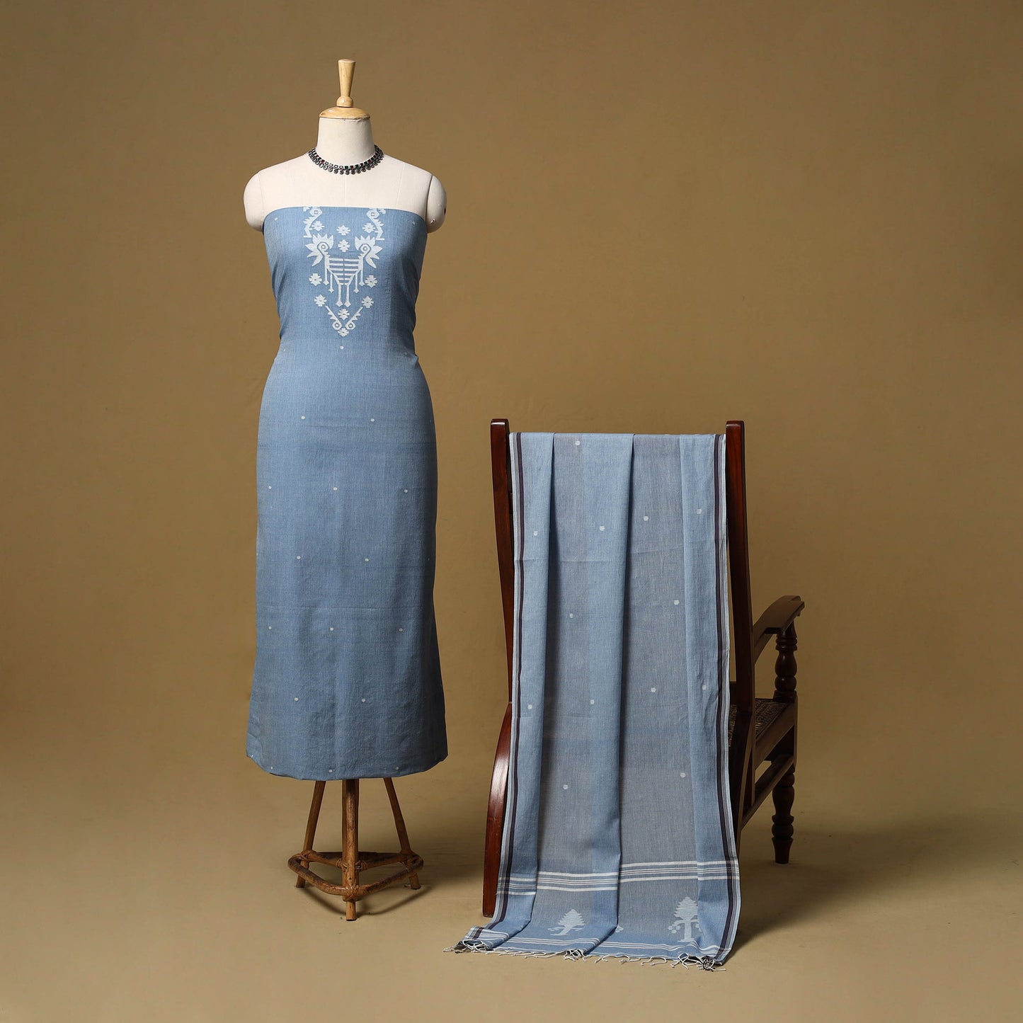 Handloom bengal jamdani cotton 2pc unstitched dress