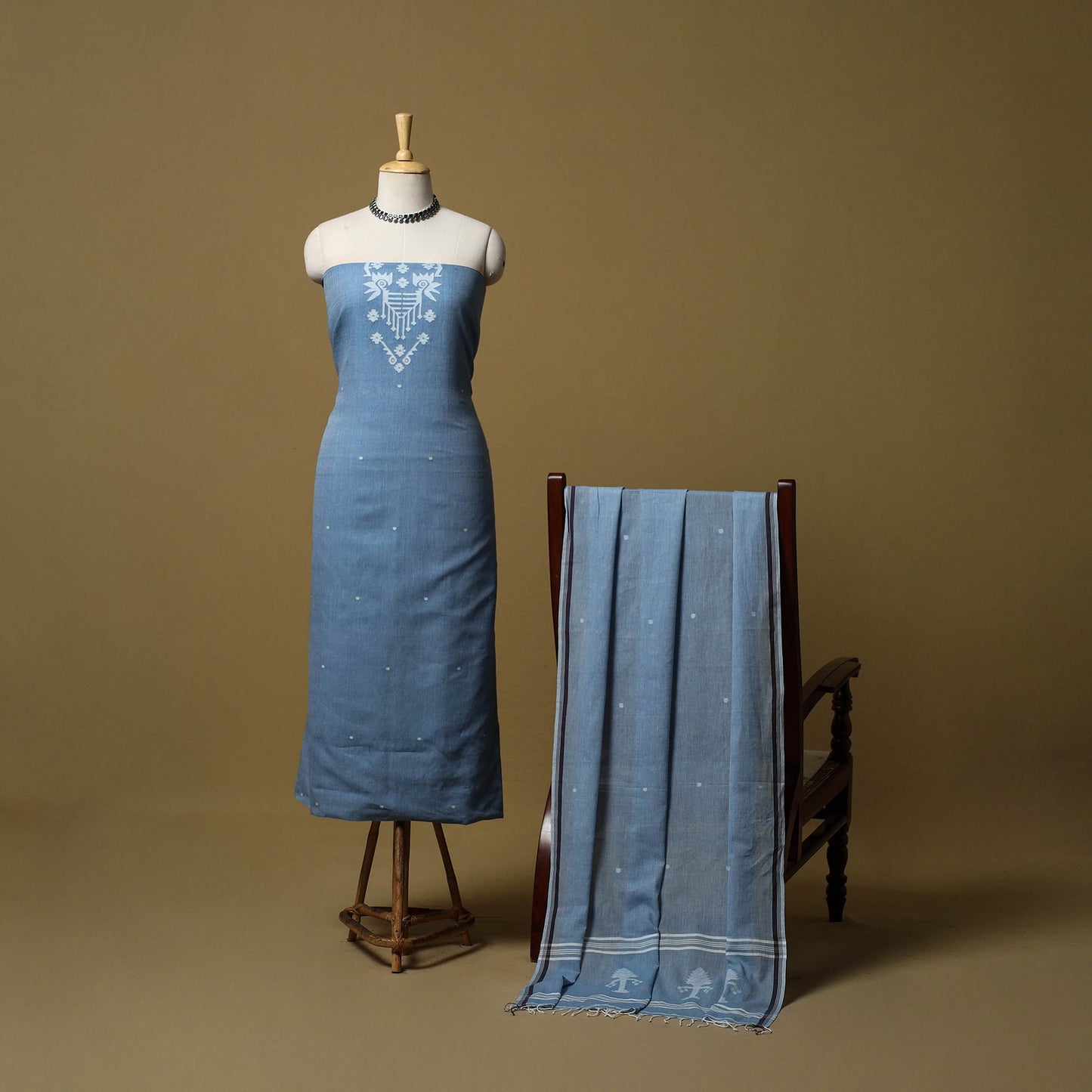 Handloom bengal jamdani cotton 2pc unstitched dress