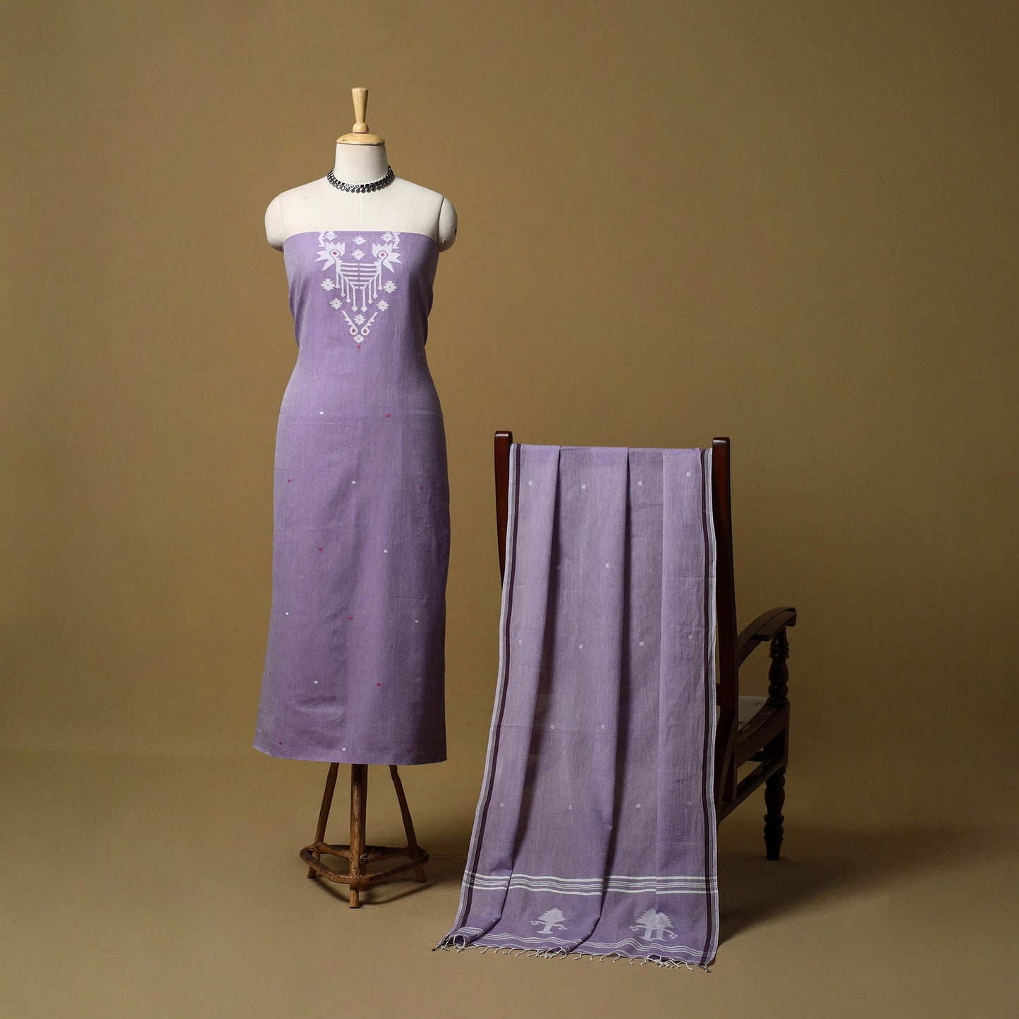 Handloom bengal jamdani cotton 2pc unstitched dress