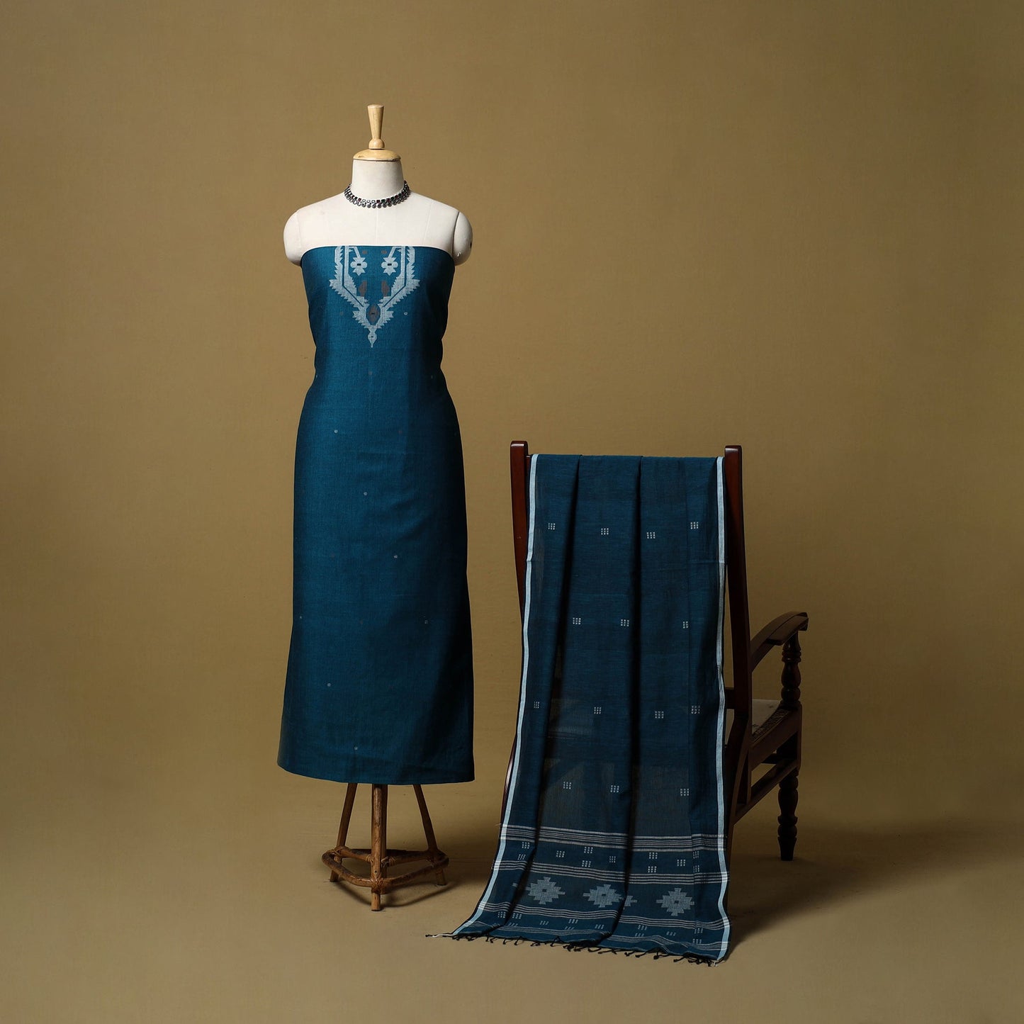 Handloom bengal jamdani cotton 2pc unstitched dress