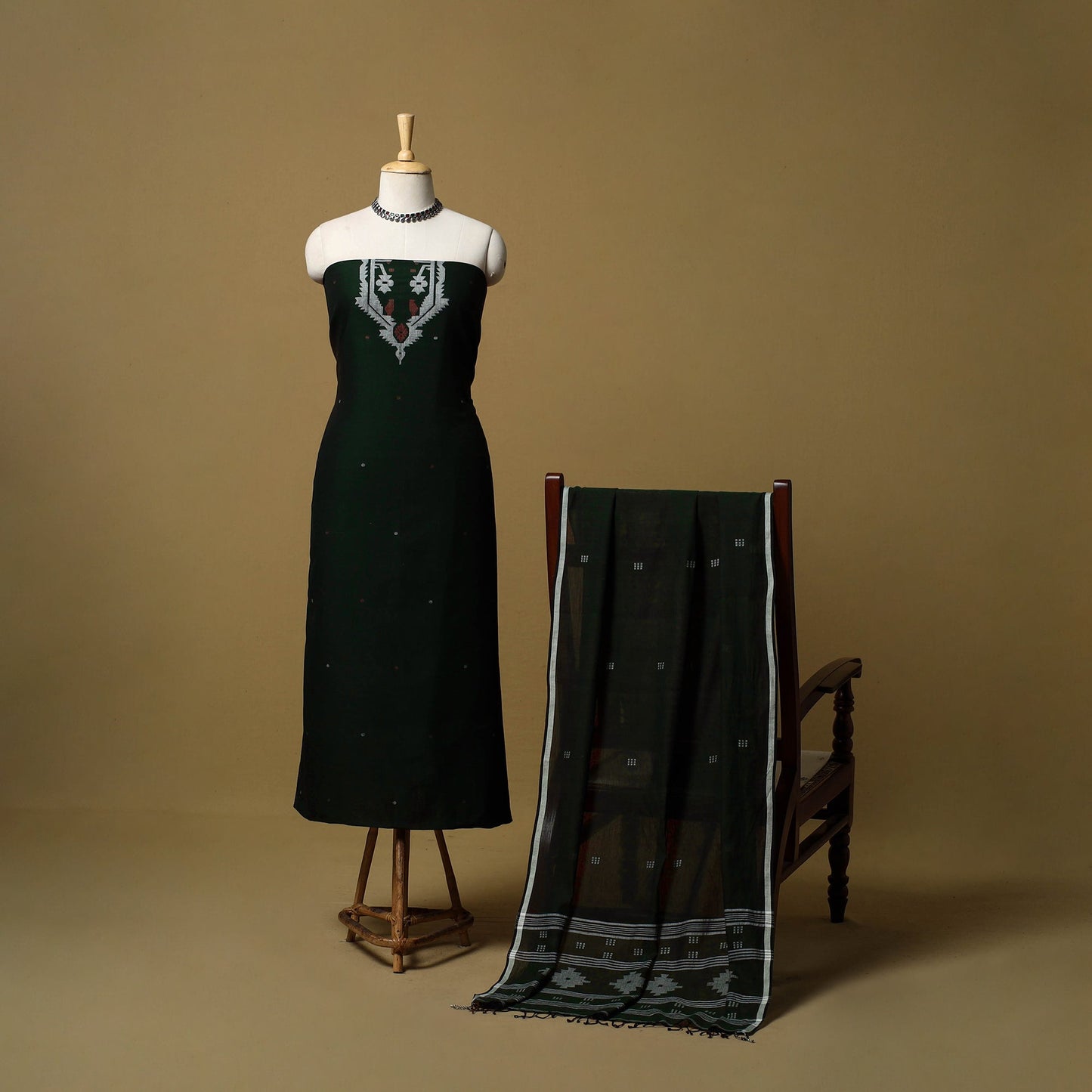 Handloom bengal jamdani cotton 2pc unstitched dress