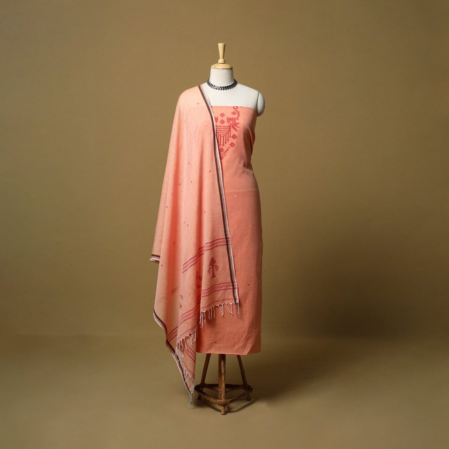 Handloom bengal jamdani cotton 2pc unstitched dress