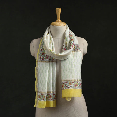 Handloom chanderi silk hand block print sanganeri stole 02