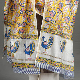 Buy Handloom Chanderi Silk Sanganeri Print Dupatta
