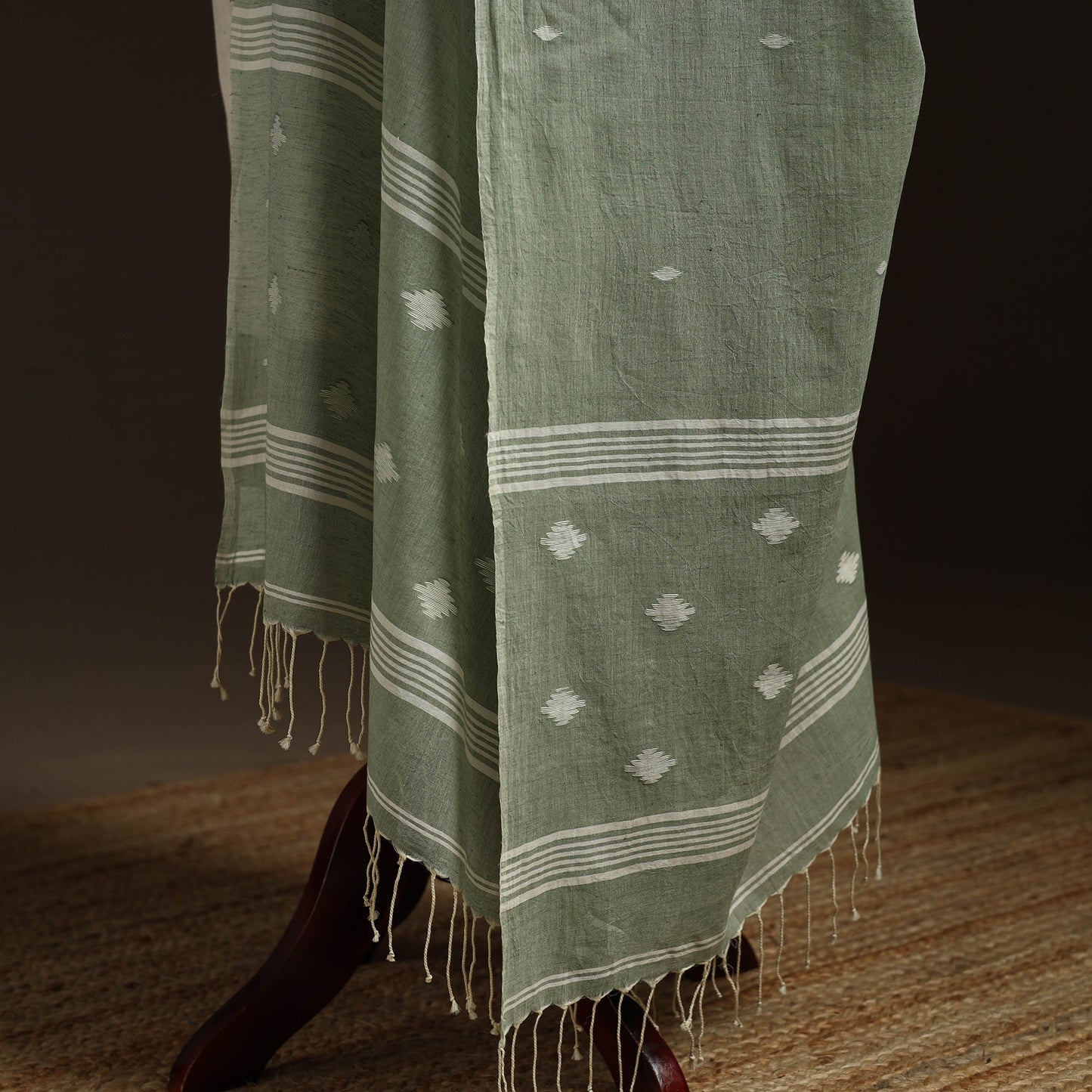 Handloom cotton burdwan jamdani dupatta 13 - handcrafted