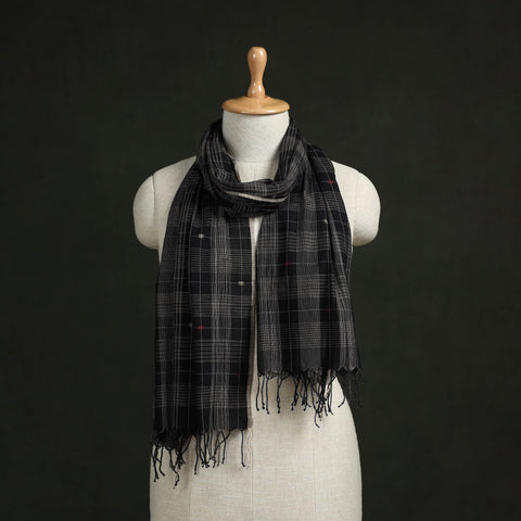 Handloom cotton burdwan jamdani stole with tassels 01