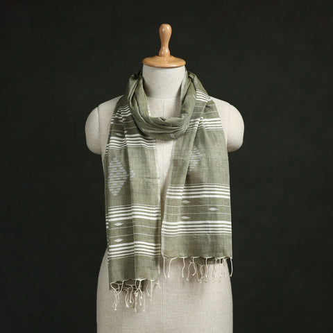 Handloom cotton burdwan jamdani stole with tassels 06