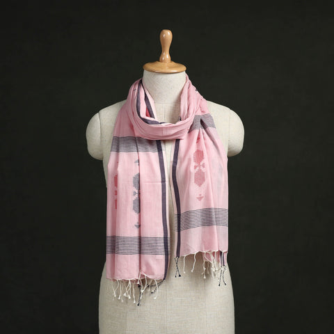 Handloom cotton burdwan jamdani stole with tassels 22