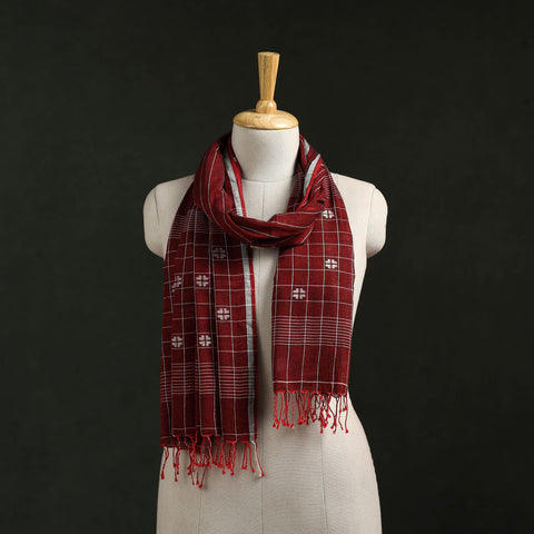 Handloom cotton burdwan jamdani stole with tassels 22