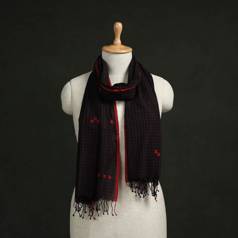 Handloom cotton burdwan jamdani stole with tassels 23