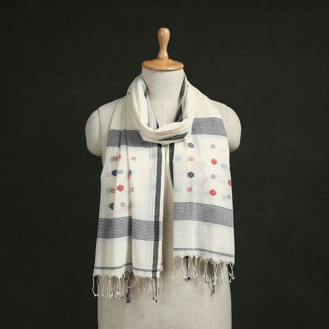Handloom cotton burdwan jamdani stole with tassels 41