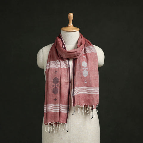 Handloom cotton burdwan jamdani stole with tassels 43