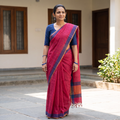 Pink Handloom Cotton Buti Srikakulam Jamdani Saree, draped and worn by a woman, AI visual of the saree, iTokri