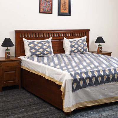 Handloom cotton double pochampally ikat bed sheet set (108