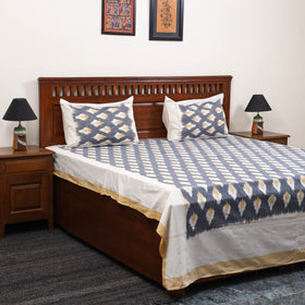 Handloom cotton double pochampally ikat bed sheet set (108