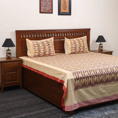 Handloom cotton double pochampally ikat bed sheet set (108