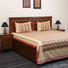 Handloom cotton double pochampally ikat bed sheet set (108