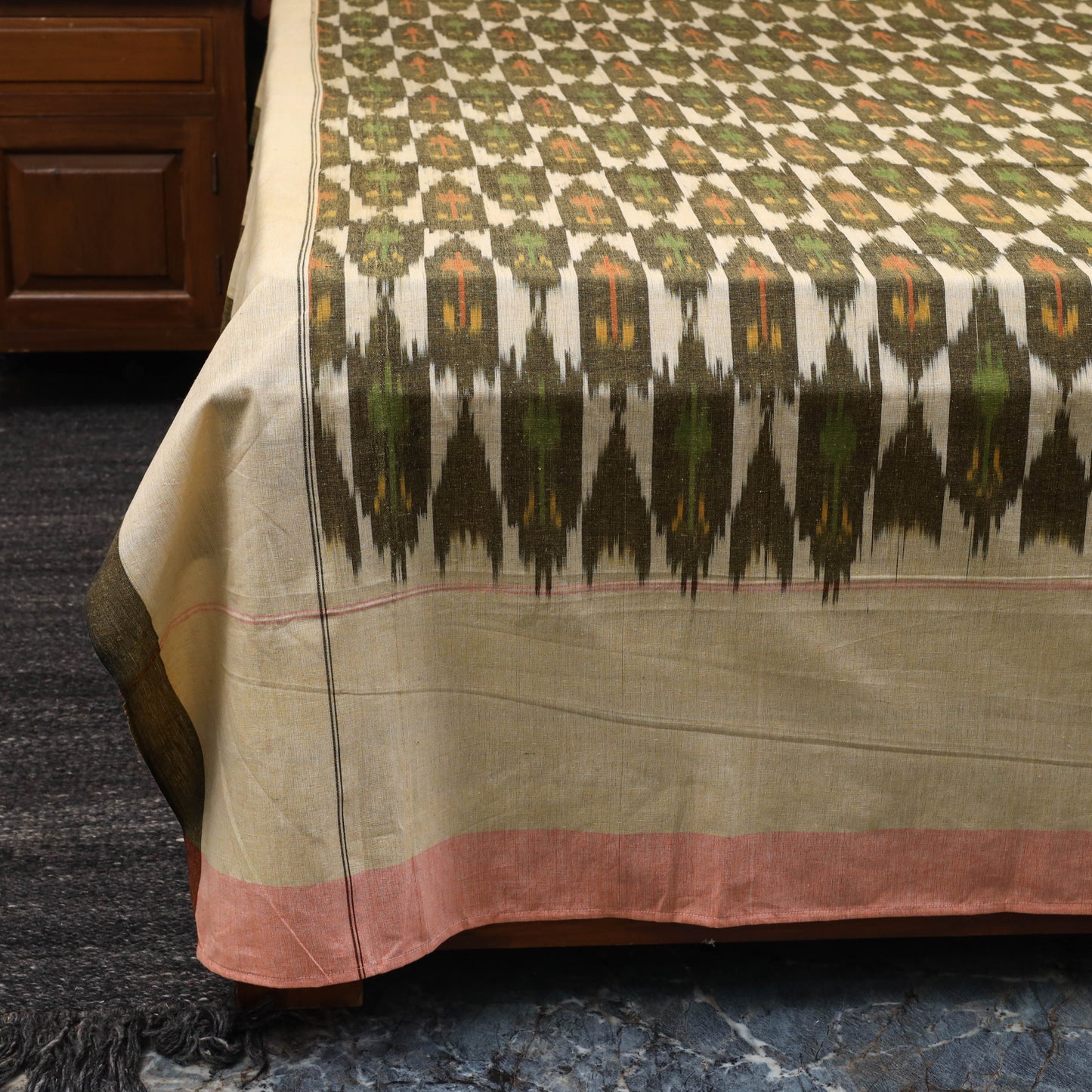 Handloom cotton double pochampally ikat bed sheet set (108