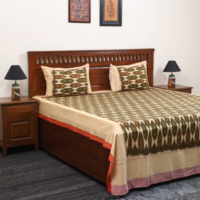 Handloom cotton double pochampally ikat bed sheet set (108