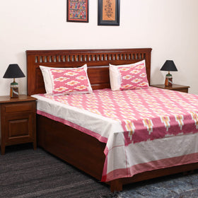 Handloom cotton double pochampally ikat bed sheet set (108