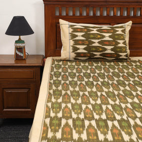 Handloom cotton double pochampally ikat bed sheet set (108