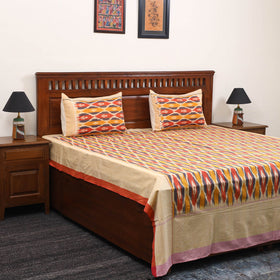 Handloom cotton double pochampally ikat bed sheet set (108